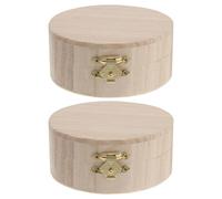 LRXIYODE Lot de 2 Boîtes à Bijoux en Bois Rondes Fait Main, Organisateur de Bijoux Compact, Porte-bijoux Solide, Petit Coffret DIY pour Rangement de Boucles D’oreilles et Bagues