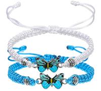 LRXIYODE Lot de 2 Bracelets Tressés pour Couples Bracelets en Ficelle Ajustables Bleu et Blanc Légers et Solide pour Relations Amoureuses Usage Quotidien et Présents Romantiques