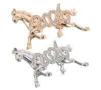 LRXIYODE Lot de 2 Broches Cheval du Zodiaque Chinois 2026 en Alliage de Zinc avec Strass, Épingle à Cheval Mignonne pour Vêtement, Accessoire Polyvalent pour Écharpe, Robe et