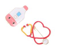 LRXIYODE Lot de 2 Broches Médecin en Alliage Métal Coloré Émail Épingle Thème Stéthoscope et Thermomètre Accessoires Médicaux pour Infirmières et Professionnels de Santé Présent