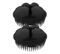 LRXIYODE Lot De 2 Brosses à Shampoing Pour Cuir Chevelu Rondes En Plastique Noir Masseurs De Cuir Chevelu Douces Et Ergonomiques Pour Bain Et Massage Relaxant