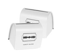 LRXIYODE Lot De 2 Conteneurs à Déchets De Rasage Métalliques Compacts Blancs, Collecteurs Portables pour Lames De Rasoir Usagées, Usage Professionnel Barbier Et Salon De Coiffure