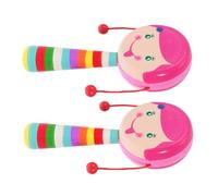 LRXIYODE Lot De 2 Hochets En Bois à Main Imprimé Dessin Animé Pour Bébé, Compact Et Léger, Jouet D’éveil Musical Stimulant La Motricité, Crèche Et Éveil Sensoriel