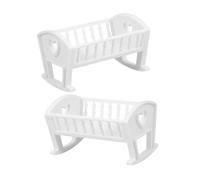 LRXIYODE Lot de 2 Lits Bébé pour Poupées Miniatures en Plastique Blanc Lits de Maison de Poupée Réalistes Berceaux Miniatures Décoratifs et Jeux D’Imitation