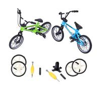 LRXIYODE Lot de 2 mini finger bikes simulation vélo modèle de vélo anti-stress et entraînement des mouvements des doigts Couleurs bleu et vert Jouet pour enfants pour bureau, loisirs et cadeaux