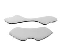 LRXIYODE Lot de 2 Outils Gua Sha en Acier Inoxydable Grand Format Lèvres et Ailes Allongées Masseur Facial Manuel pour Visage Cou et Yeux Outil de Massage Métal pour Détente et