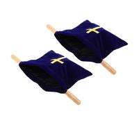 LRXIYODE Lot de 2 Paquet de Collecte pour Église en Velours Bleu avec Poignées en Bois, 43 X 25 Cm, pour Dons Religieux, Baptêmes et Communions, Pochette à Cordon Ornée D’une