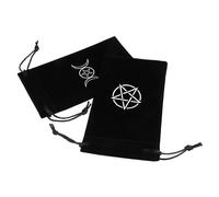 LRXIYODE Lot de 2 Pochettes à Cordon pour Cartes de Tarot en Tissu Noir Pentacle, Format 100x180 Mm, Paquet de Rangement Souples et Légers pour Cartes de Tarot et Petits Objets,