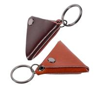 LRXIYODE Lot De 2 Porte-médiators en Cuir Véritable pour Guitare Et Ukulélé, Rangement Compact Anneau Porte-clés, Couleur Marron Foncé Et Orange, Accessoire Pratique pour Musiciens