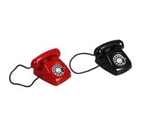 LRXIYODE Lot de 2 Téléphones Miniatures Rétro en Métal Rouge et Noir Modèle de Microphone pour Maison de Poupée Accessoires Décoratifs Miniatures Décor Vintage pour Salon
