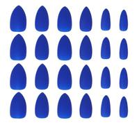 LRXIYODE Lot de 24 Faux Ongles Autocollants Bleu Longs en Pointe Décoration D’Ongles pour Femmes Morceaux D’Ongles Autocollants pour Nail Art DIY Facile à Appliquer et Réutilisable