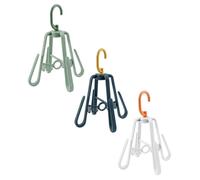 LRXIYODE Lot de 3 Cintres à Pantoufles Pliables en Plastique Bleu Design Multi-Crochets, Multi-Usage et Gain de Place, pour Tiroirs ou n'importe Où