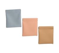 LRXIYODE Lot de 3 Mini Porte-Monnaies et Petites Trousses de Maquillage en Cuir, Couleurs Rose, Kaki et Bleu Clair, Compactes et Portables, pour Paquet à Main, Voyage et Rangement