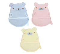 LRXIYODE Lot de 3 Moufles de Bain Exfoliantes pour Bébé en Coton et Velours Crystal Éponges de Bain pour Bébé Accessoires