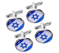 LRXIYODE Lot de 4 Boutons de Manchette Drapeau Israélien en Alliage de Zinc Léger pour Chemise Homme Accessoires Vestimentaires Élégants pour Mariage Affaires et Fêtes