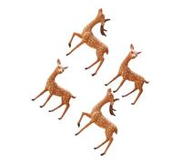 LRXIYODE Lot de 4 Figurines Miniatures de Cerfs en PVC Résistant Décoration Gâteau et Paysage Statue Miniature de Cerf Cartoon pour Ornement de Bureau et Jardin
