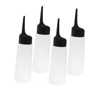 LRXIYODE Lot de 4 Flacons Applicateurs D'huile Capillaire en Plastique Transparent, Réutilisables Embout Incliné pour Salon de Coiffure et Mélange de Teinture