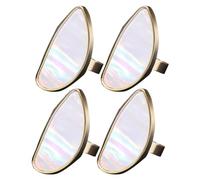 LRXIYODE Lot de 4 Palettes de Manucure Semi-Circulaires en Nacre Irisée Bord Doré Légères et Faciles à Nettoyer Support Polyvalent pour Mélanger Couleurs Nail Art Fonds de Teint et