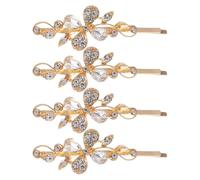 LRXIYODE Lot de 4 Petites Barrettes à Cheveux en Métal Doré, Épingles Plates pour Frange et Mèches Rebelles, Accessoires pour Coiffure Formelle et Usage Quotidien, Pinces à Cheveux