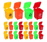 LRXIYODE Lot de 40 Mini Poubelles en Plastique Robustes pour Maison de Poupée de Tri Montessori Éducatif Mini Bacs de Recyclage Colorés pour Jeu D’Imitation et Apprentissage Garçon et