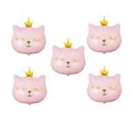 LRXIYODE Lot de 5 Ballons en Aluminium Rose de Chat Couronné, Grosse Taille, Décoration Animaux de Dessin Animé pour Fête D'anniversaire, Décorations Fête, Accessoires Photo et Ambiance