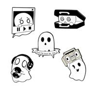 LRXIYODE Lot de 5 Épingles Fantômes en Alliage Émail pour Sac à Dos et Écharpes, Légères et Décoratives, comme Présents Originaux Punk et Adorables