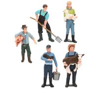 LRXIYODE Lot de 5 Figurines Fermiers Miniatures en Plastique, Modèles Agricoles Réalistes, Décoration Éducative de Ferme pour Garçon et Filles, Jouets Simulation Animaux D’élevage,