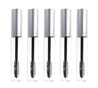 LRXIYODE Lot de 5 Tubes Vides de Mascara 10 Ml Bouchon Argenté Contenant Transparent pour Crème et Brosse à Cils Format Portable Maquillage des Yeux et Voyage