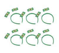 LRXIYODE Lot de 6 Bandeaux de Cheveux aux Couleurs du Drapeau Brésilien, Serrage-tête Léger et Confortable en Tissu, Accessoires pour Fans de Football et Fêtes Carnavalesques,