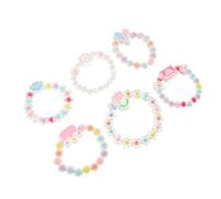 LRXIYODE Lot De 6 Bracelets De Perles Élastiques Pour Garçon Et Filles Filles, Bijoux Dessin Animé Pendentifs Couronne, Cœur, Enveloppe, Fleur, Nuage Et Rose, Confortables Et Adaptés Pour d