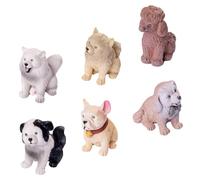 LRXIYODE Lot de 6 Figurines de Chiens Réalistes en Plastique Peint la Main, Mini Ornements Suspendus pour Décoration Intérieure et Extérieure, Collection DIY Créative pour Chambre,