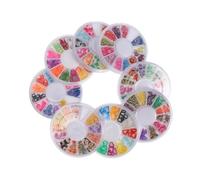LRXIYODE Lot De 8 Boîtes De Patchs Manucure Diy En Pâte Polymère Fruitée, 12 Tranches, Designs Colorés Et Assortis, Accessoires Nail Art Créatifs Pour Décoration Ongulaire Et Bricolage Artistique