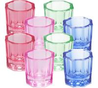 LRXIYODE Lot de 8 Coupelles en Verre Octogonales Colorées pour Manucure Plat Dappen Professionnel Multifonction Gobelet de Nettoyage pour Stylo Nail Art Support Couleur Aléatoire