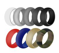 LRXIYODE Lot de 9 Bagues de Sport Unisexes Rondes en Silicone, Alliances en Caoutchouc Confortables, Taille 8, Couleurs Aléatoires, pour Exercices, Ménage et Usage Couleur Aléatoire