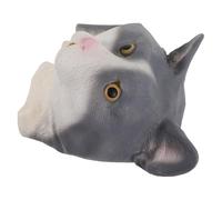 LRXIYODE Masque de Chat en Latex Réaliste Noir et Blanc Ajustable pour Adultes Masque Intégral pour Halloween Bal Masqué et Cosplay Accessoire de Costume Original et Décorations