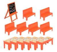 LRXIYODE Mini Meuble pour Maison de Poupée 13 Pièces - Chaise Bureau Miniature Jaune Table et Tableau Noir en Bois Modèle de Salle de Classe pour Décoration et Jeu d'Imitation