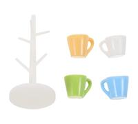 LRXIYODE Miniature Dollhouse Cup Rack With Colored Mugs Tiny Plastic Stemware Organizer For Micro Landscape Dining Decor And Photography Props