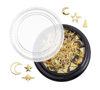 LRXIYODE Paillettes pour Ongles 3d Étoiles et Lune en Alliage de Zinc Or Autocollants Boîte de Rangement 1 Box pour Nail Art Décoration Manucure