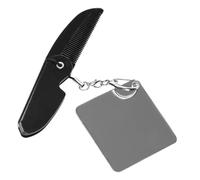 LRXIYODE Peigne à Barbe Pliable pour Hommes Peigne Fin à Dents Fines avec Miroir Carré Compact Portable et Facile à Ranger Poche