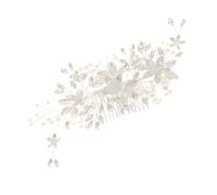LRXIYODE Peigne à Cheveux Mariage Femme avec Strass et Perles Accessoire Floral Argenté Élégant Épingle Latérale Décorative pour Mariée et Fille Clip Coiffure Spécial Occasions