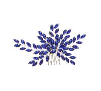 LRXIYODE Peigne à Cheveux Mariée Perlé avec Strass Bleu Royal Accessoire Élégant pour Coiffure de Mariage Facile à Porter pour Femmes et Demoiselles Honneur