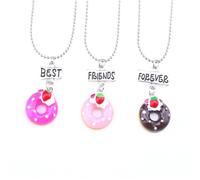 LRXIYODE Pendentif Forme Donut Ensemble de 3 Colliers D'amitié en Alliage Cadeau Fête pour Garçon et Filles, Cadeau Anniversaire ou Fête Entre Amis Entre Amis
