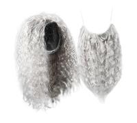 LRXIYODE Perruque Et Barbe Longue Grise De Sorcier Accessoire Costume Halloween Cosplay Unisexe Ajustable Pour Fête Et Déguisement