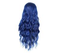 LRXIYODE Perruque Longue Ondulée Bleue Halloween Perruque Synthétique Naturelle à Milieu Cheveux Longs Faciles à Coiffer Accessoire Déguisement Sans Collage