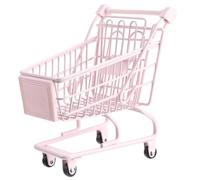 LRXIYODE Petit Chariot de Courses avec roulettes pour Bureau Décoration Fille Panier Rangement Maquillage Modèle Caddie Épicerie Rose Sucré