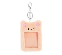 LRXIYODE Photocard Holder Keychain Plush Bear Rabbit Cat Unique Design Portable Clip Transparent with Inside Pockets for Women Hiking