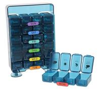 LRXIYODE Pilulier Semainier Portable 7 Jours 28 Compartiments En Plastique Robuste Bleu Océan, Distributeur Multi-fonctions Pour Voyage, Maison Et Rangement Quotidien Des Remède