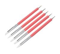 LRXIYODE Pinceau Silicone pour Nail Art Lot de 5 Pinceaux Double Tête Outils pour Pointillage Dessin Fleurs Carreaux Adapté à la Maison Salon