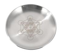 LRXIYODE Plateau Rond en Acier Inoxydable Pentagramme Unique, Plateau de Rangement Multi-Usage pour Bougies D'autel, Adapté pour Temple et Occasions Spéciales, Couleur Argenté