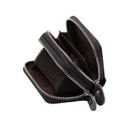 LRXIYODE Porte-Cartes Multi-emplacements avec Double Fermeture Éclair Et Protection RFID Portefeuille Cuir Unisexe Sécurisé pour Cartes De Crédit Et Monnaie Organisateur Compact pour Voyage